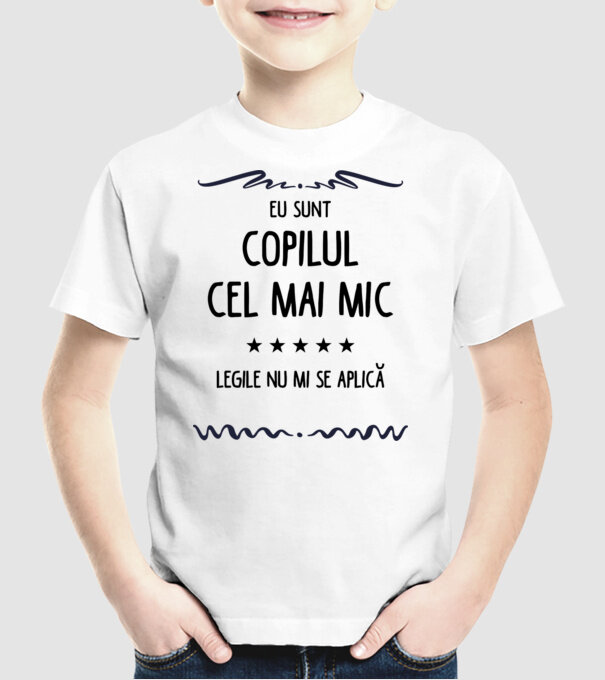 Eu sunt copilul cel mai mic, legile nu mi se aplică model alb pe tricou