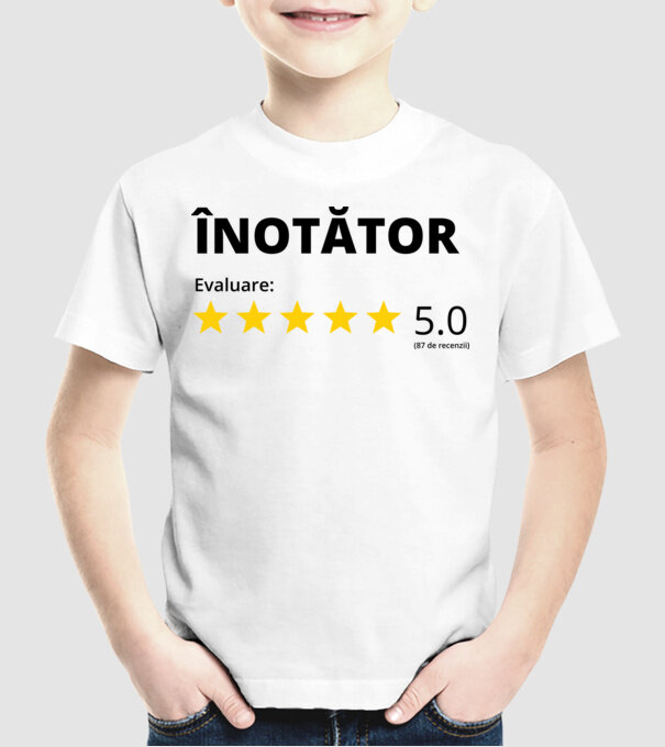 Evaluare 5 ÎNOTĂTOR model alb pe tricou