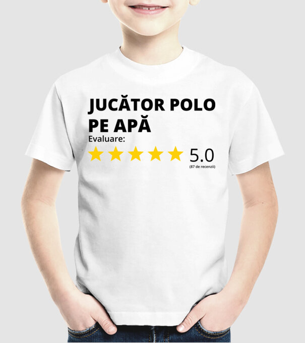 Evaluare 5 JUCĂTOR POLO PE APĂ model alb pe tricou