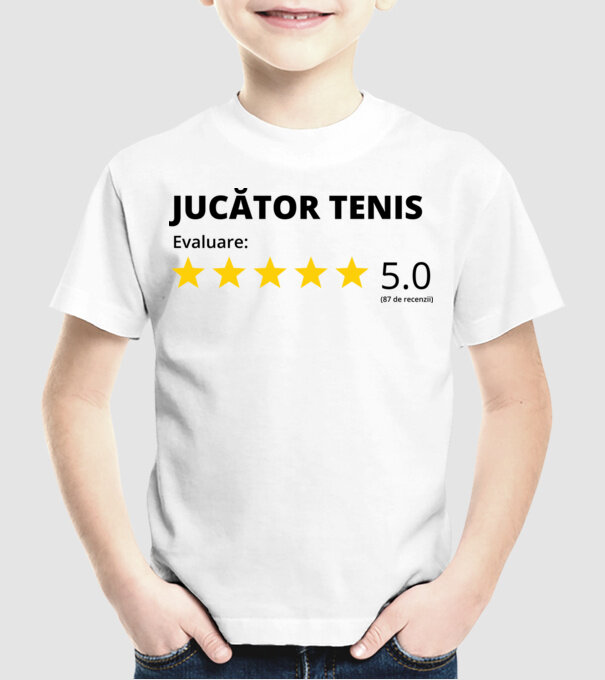 Evaluare 5 JUCĂTOR de TENIS model alb pe tricou