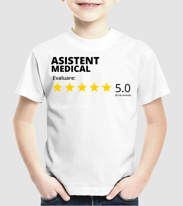 Evaluare - ASISTENT MEDICAL model alb pe tricou