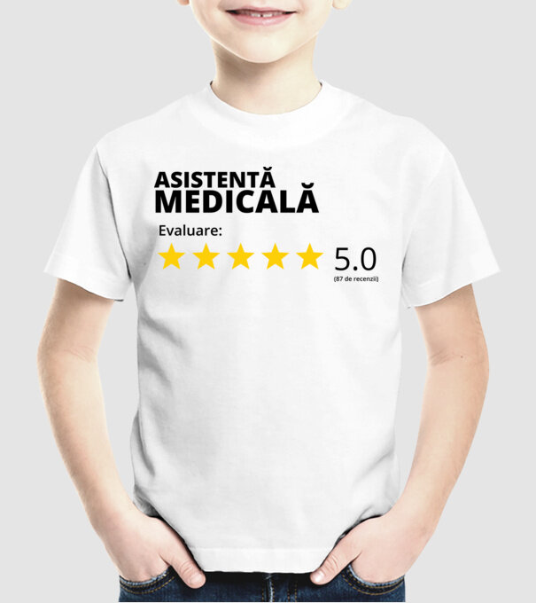 Evaluare - ASISTENTĂ MEDICALĂ model alb pe tricou