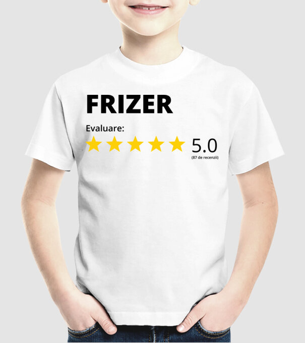 Evaluare - FRIZER model alb pe tricou