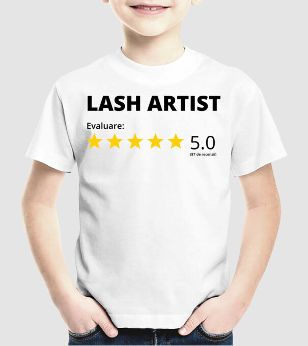 Evaluare - LASH ARTIST model alb pe tricou
