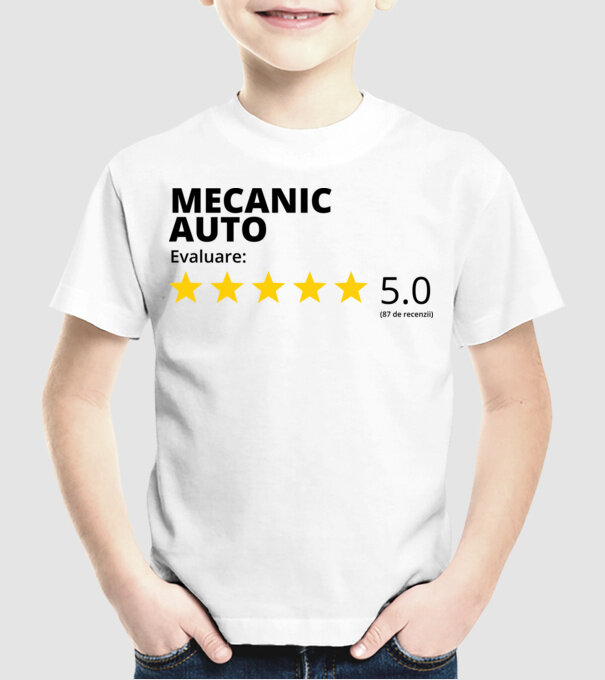 Evaluare - MECANIC AUTO model alb pe tricou
