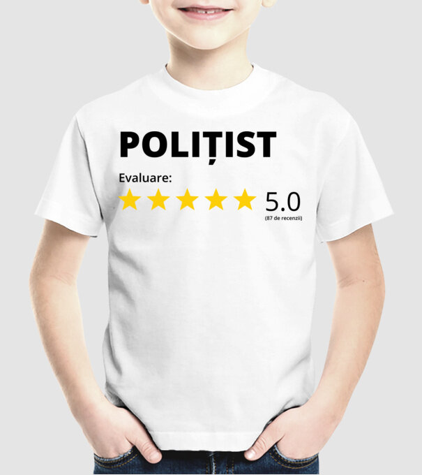 Evaluare - POLIȚIST model alb pe tricou