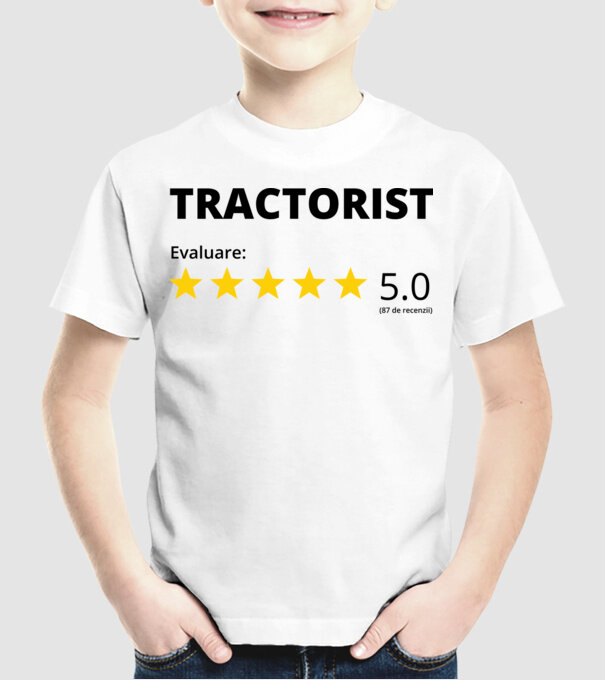 Evaluare - TRACTORIST model alb pe tricou