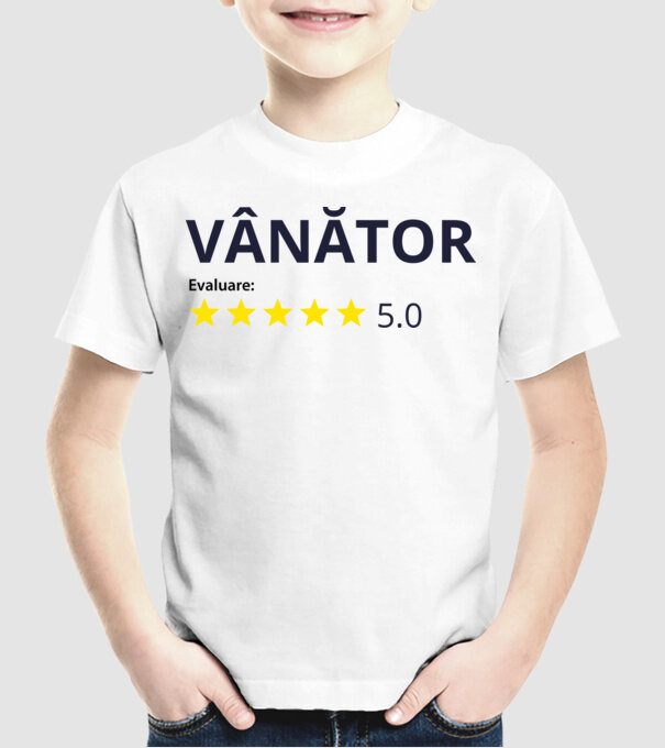 evaluare: vânător de 5 stele model alb pe tricou