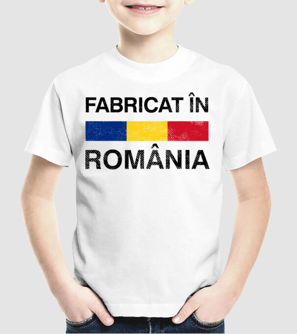 Fabricat în România model alb pe tricou