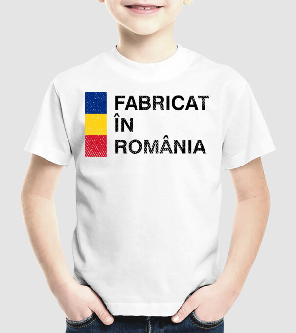 Fabricat în România model alb pe tricou