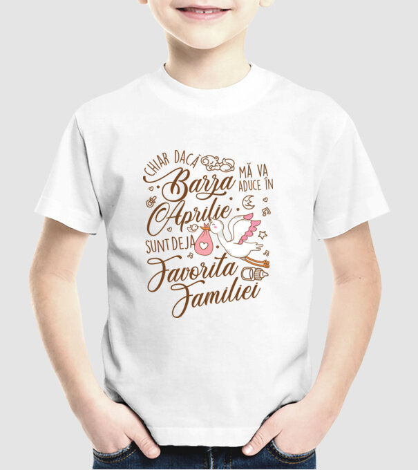 Favorita familiei APRILIE model alb pe tricou