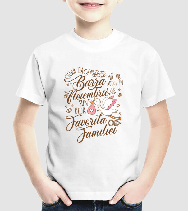 Favorita familiei NOIEMBRIE model alb pe tricou