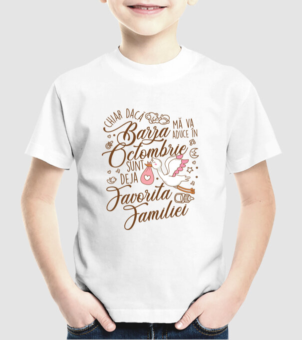 Favorita familiei OCTOMBRIE model alb pe tricou