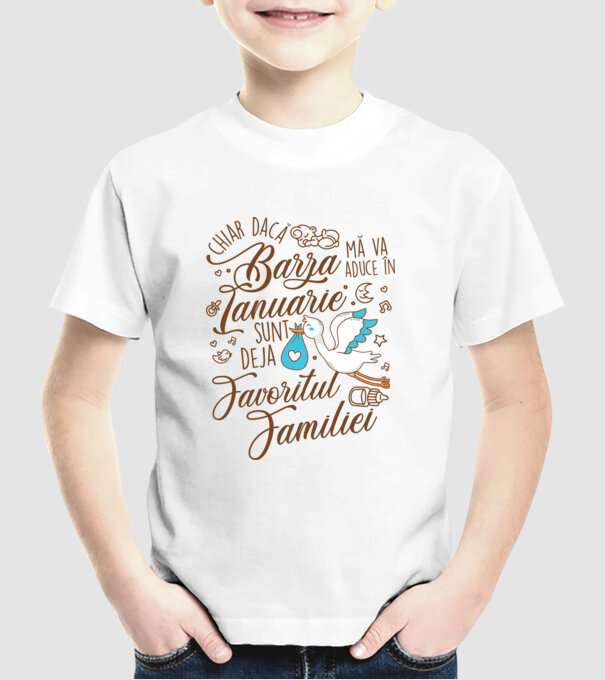 Favoritul familiei IANUARIE model alb pe tricou