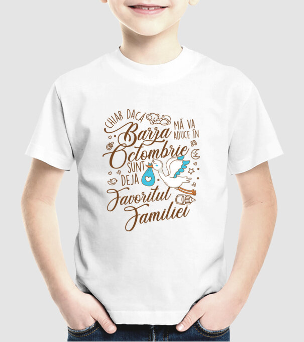 Favoritul familiei OCTOMBRIE model alb pe tricou