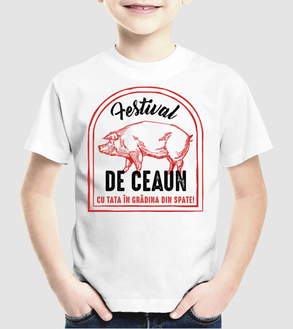 Festival de ceaun - cu tata în grădina din spate! model alb pe tricou