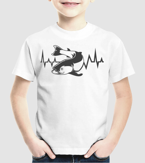 Fish model alb pe tricou