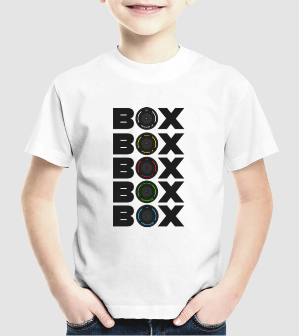 Forma1 box model alb pe tricou