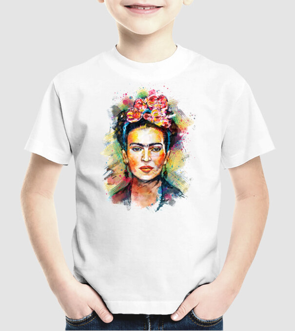 Frida Kahlo model alb pe tricou