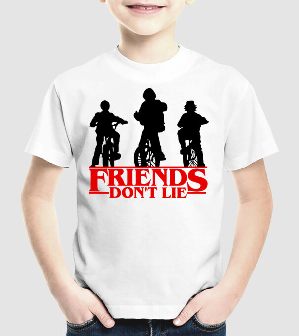 friends dont lie bicycle model alb pe tricou