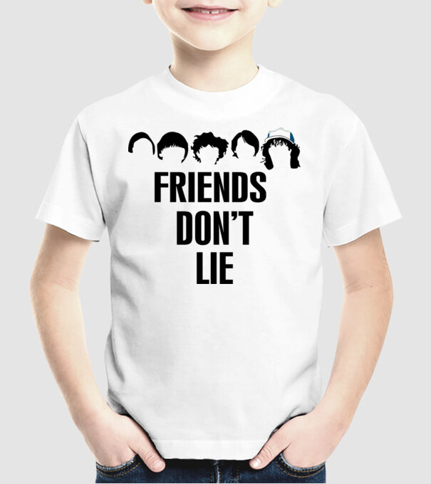 friends dont lie stranger things model alb pe tricou