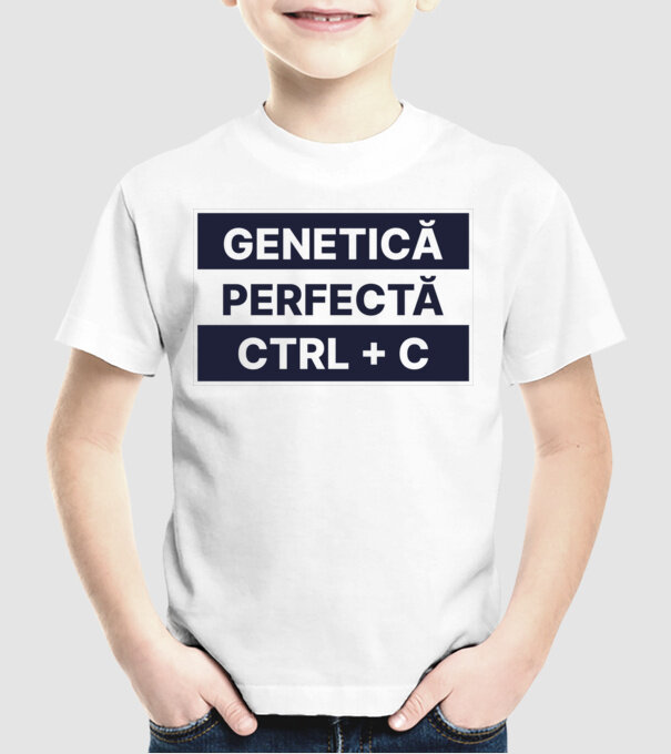 Genetică perfectă CTRL + V model alb pe tricou