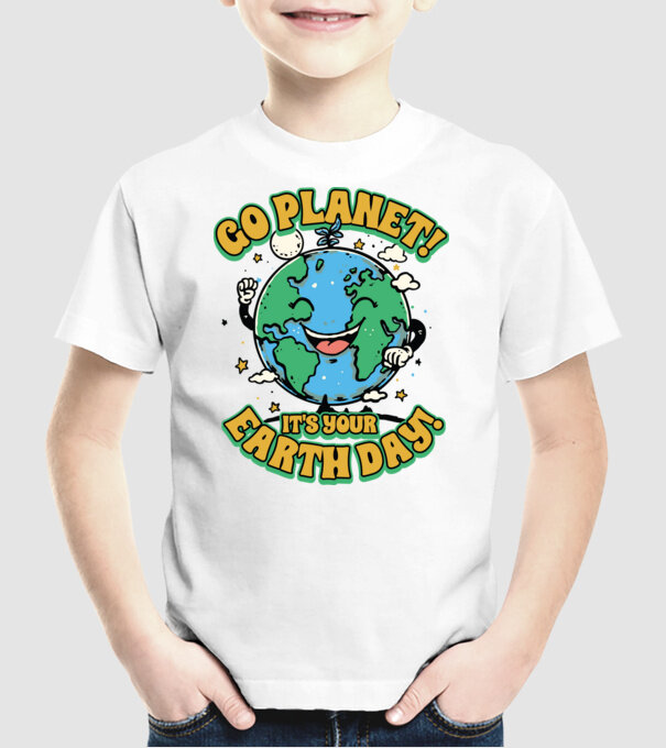 Go planet model alb pe tricou