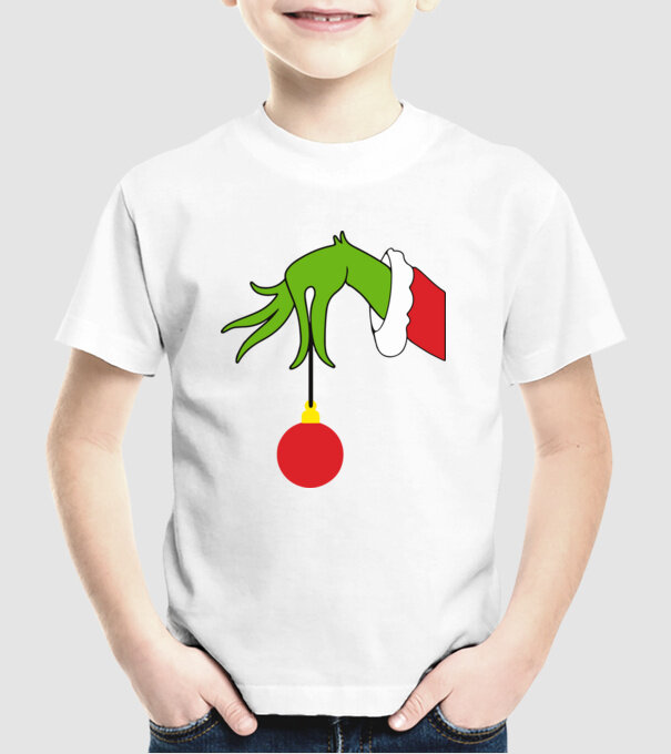 Grinch hand model alb pe tricou