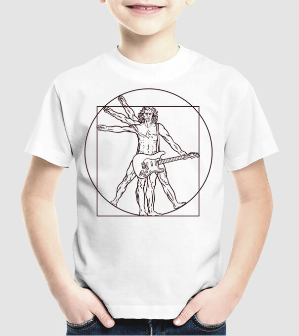 Guitar player model alb pe tricou