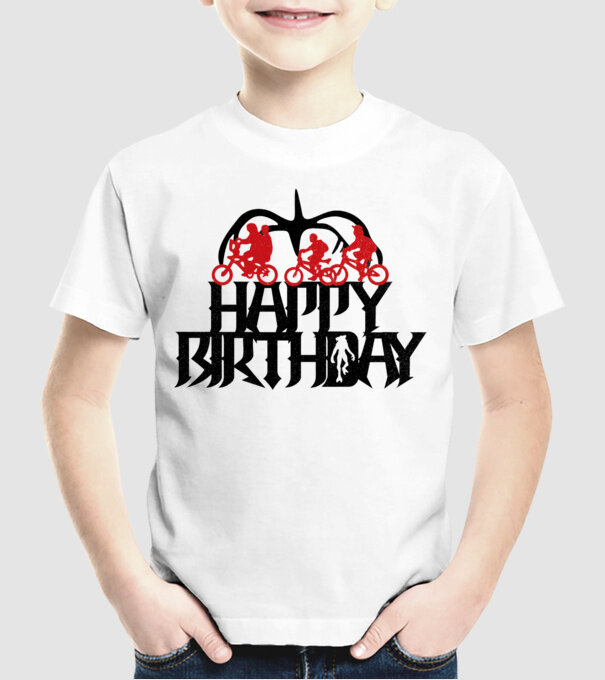 happy birthday stranger things model alb pe tricou