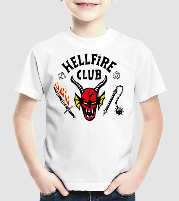 HELLFIRE CLUB model alb pe tricou