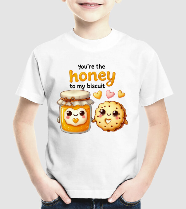 Honey to my Biscuit model alb pe tricou