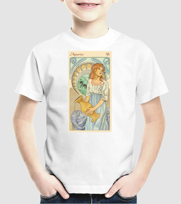 Horoscop Tarot VARSATOR model alb pe tricou