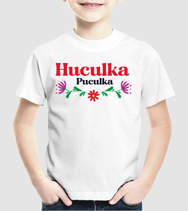 Huculka Puculka model alb pe tricou