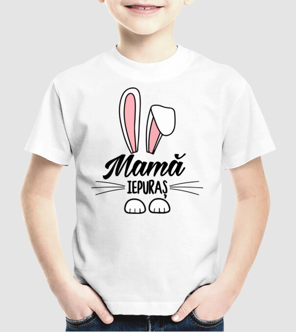 iepuraș mamă model alb pe tricou