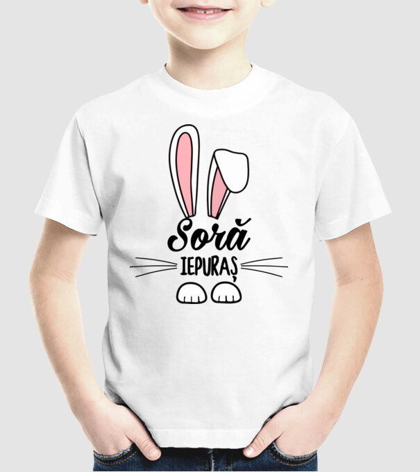 iepuraș soră model alb pe tricou