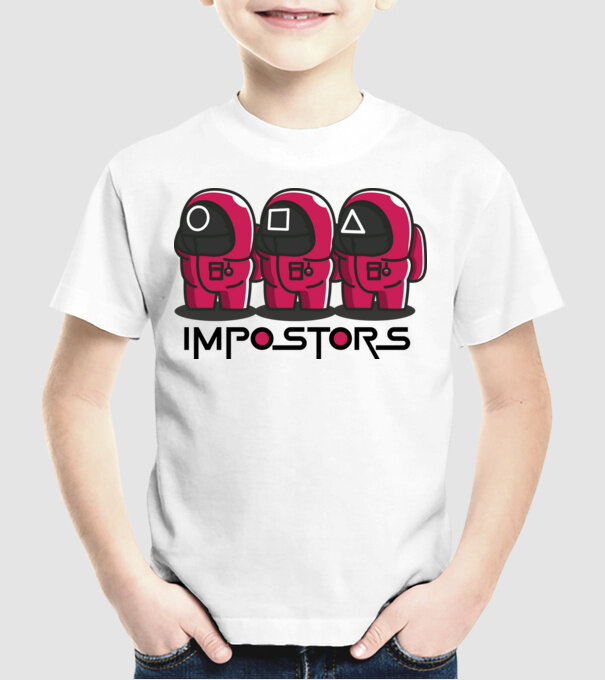 impostors squid game model alb pe tricou