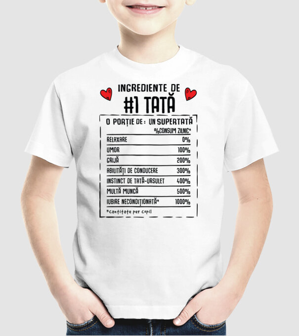 Ingrediente Tată model alb pe tricou