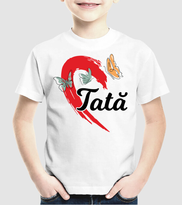 Tată model alb pe tricou