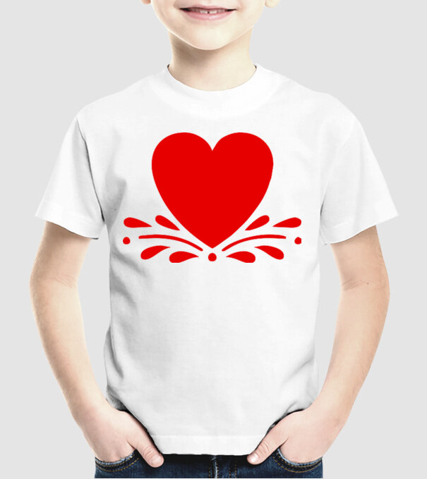 inimă Valentine model alb pe tricou