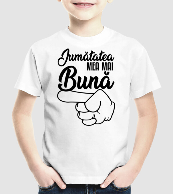 jumătatea mea mai bună model alb pe tricou