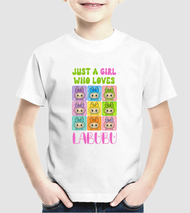 Just a girl who loves Labubu model alb pe tricou