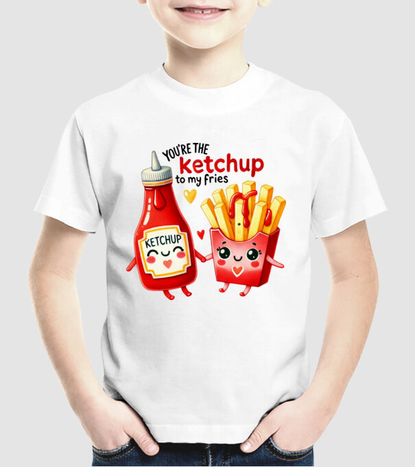 Ketchup to my Fries model alb pe tricou