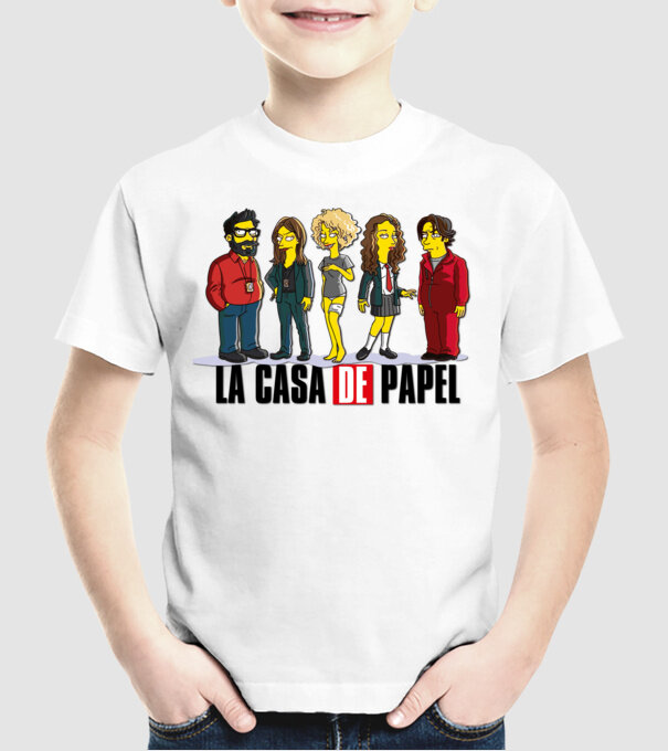la casa de papel simpson model alb pe tricou