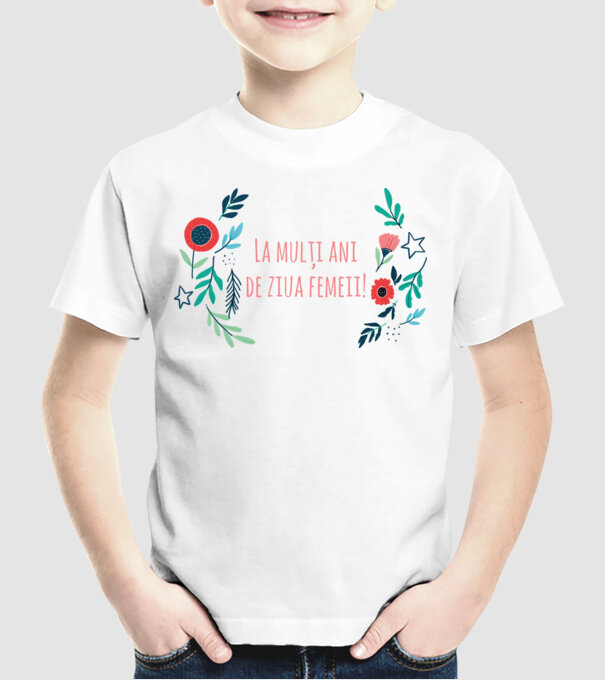 La mulți ani de ziua femeii model alb pe tricou