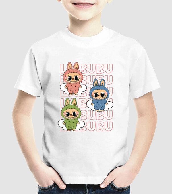 LABUBU model alb pe tricou