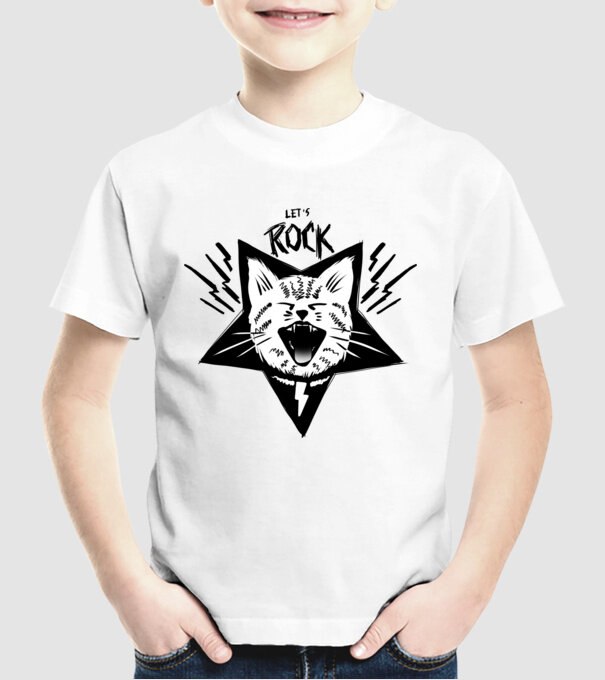 Let's Rock model alb pe tricou