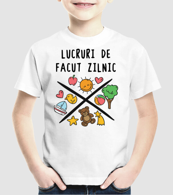 Lucruri de făcut zilnic model alb pe tricou