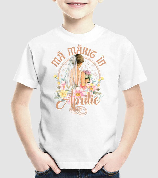 mă mărit - în aprilie model alb pe tricou