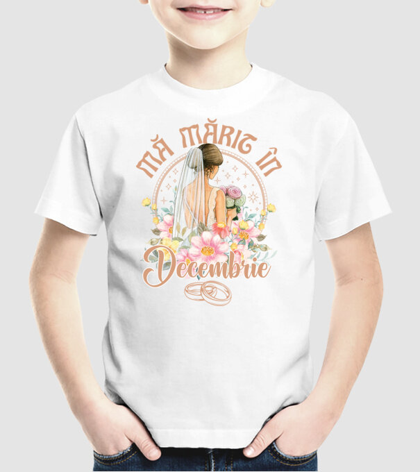 mă mărit - în decembrie model alb pe tricou